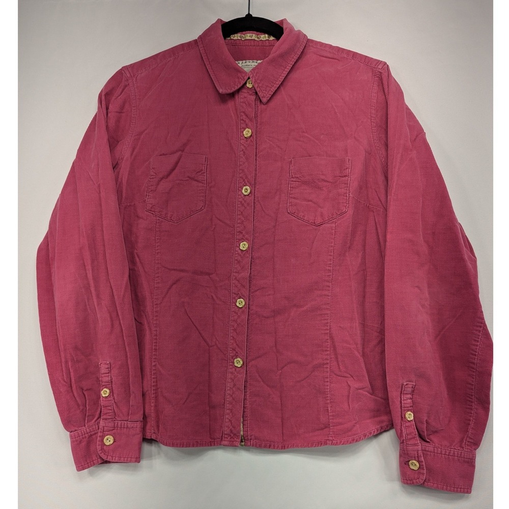 CRAZY HORSE by Liz Claiborne Pink Corduroy Button Up Shirt Women's Size L
